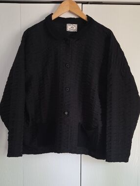 Jackie Loves John Black Silk  Lagenlook Blazer L